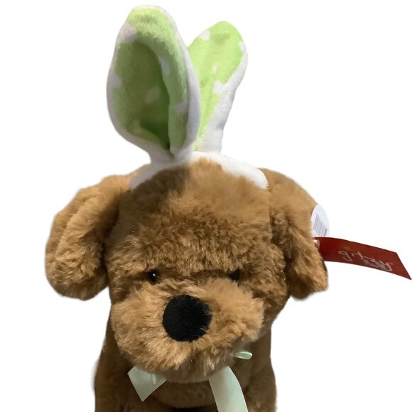 GITZY Puppy Dog with Bunny Ears Plush Stuffed Animal Toy Easter 8.5" Polka Dot - Picture 2 of 8